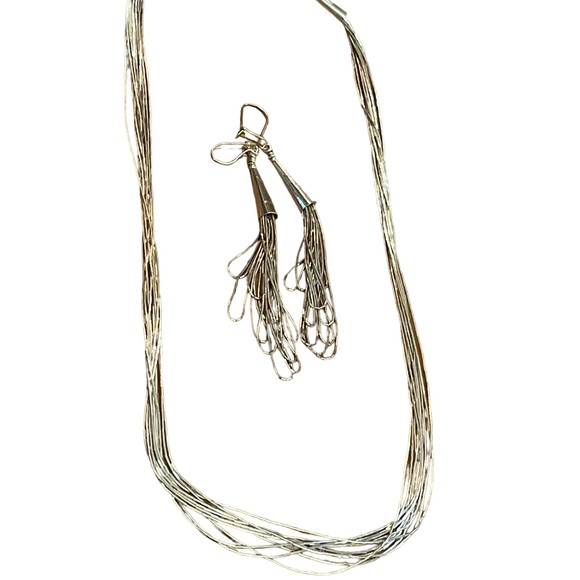 Carolyn Pollack Relios Liquid Sterling Silver 10 Strand Necklace & Earrings Set - Picture 5 of 10